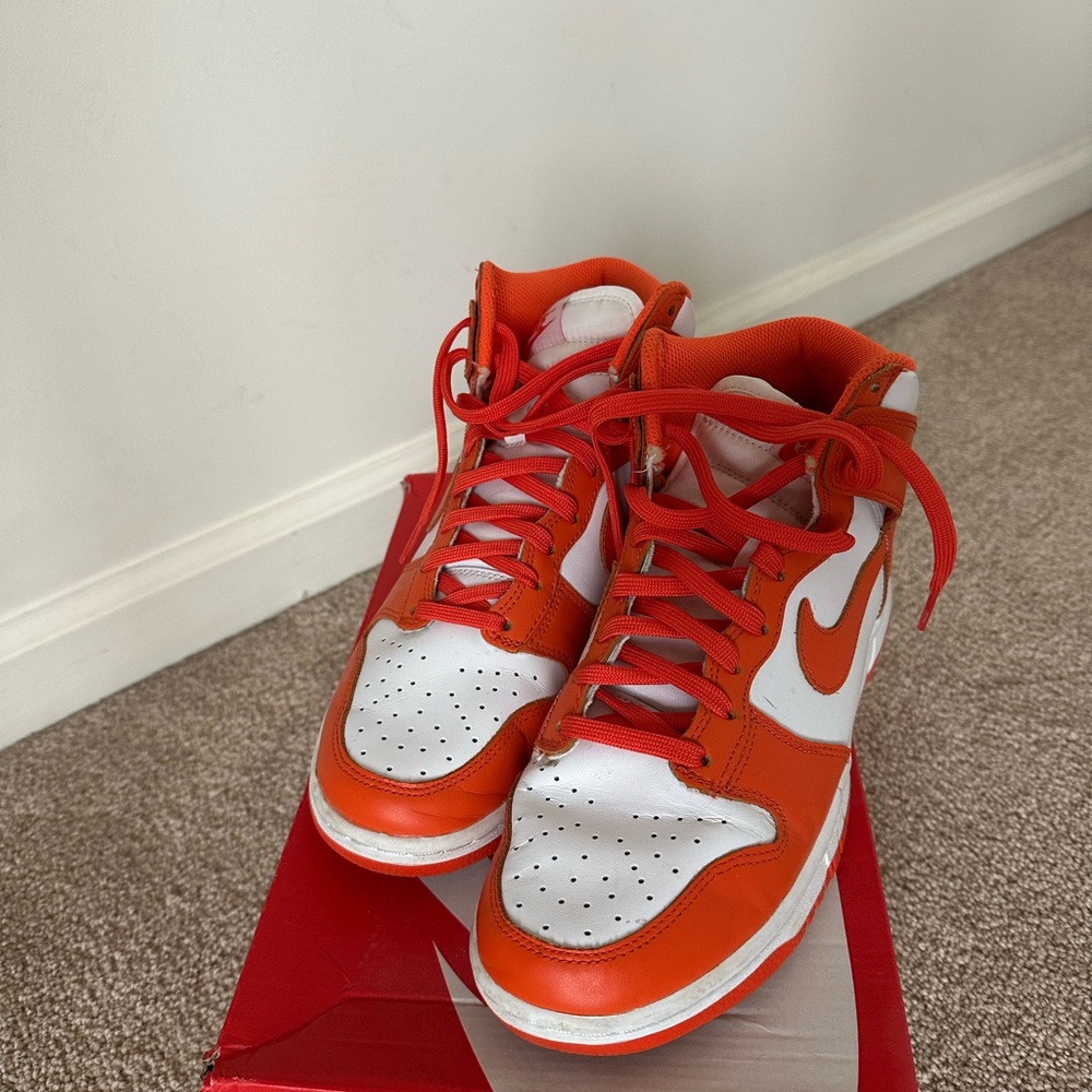 Nike White/Orange Dunk High (with box!)